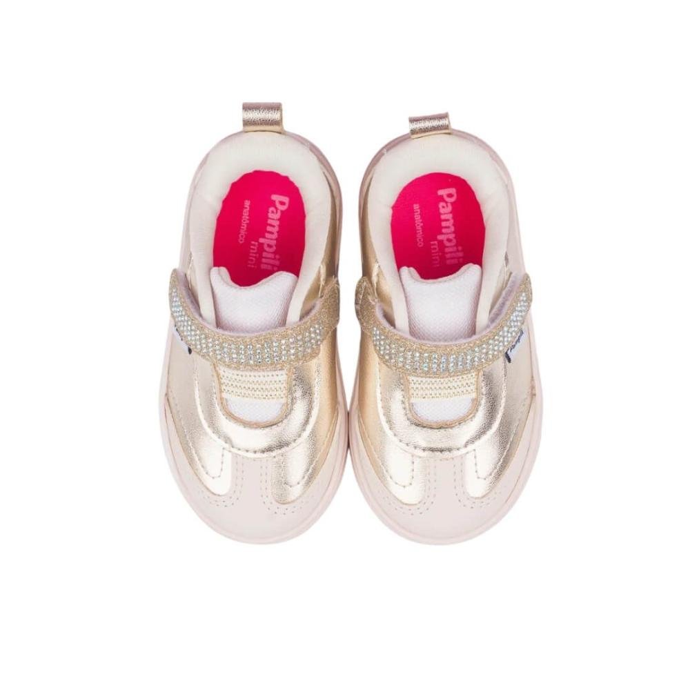 Tênis Infantil Menina Pampili 721.049 Yumi Nude Dourado Bege 3