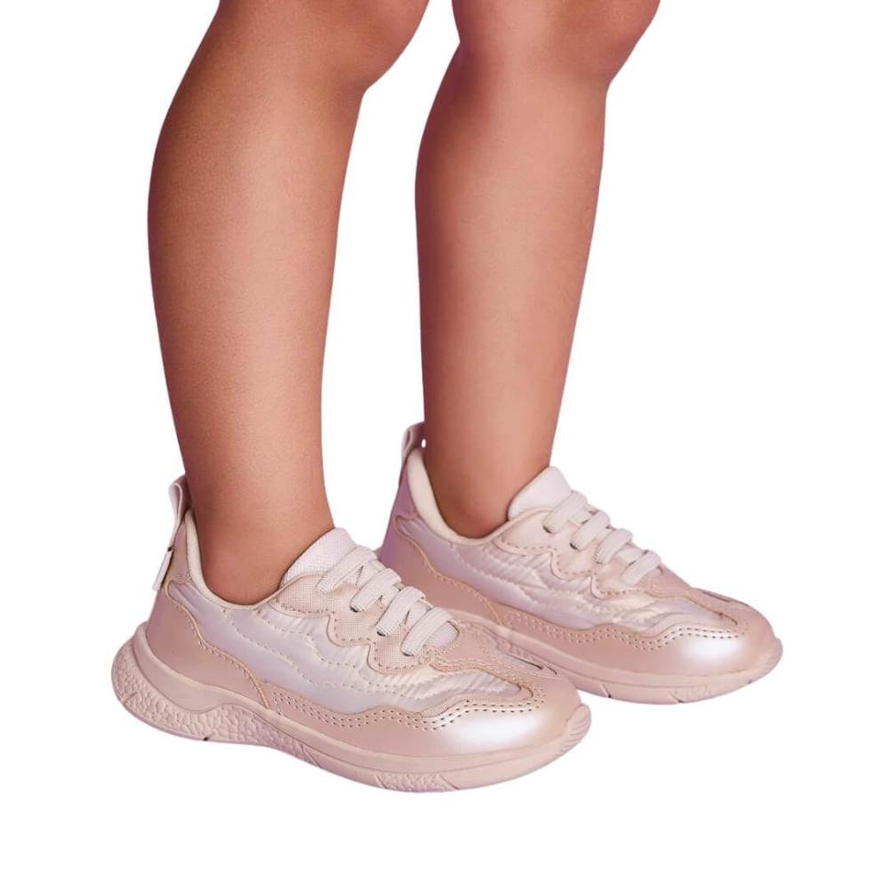 Tênis Infantil Menina Pampili 745.018 Mini Soft Perolado Bege 2
