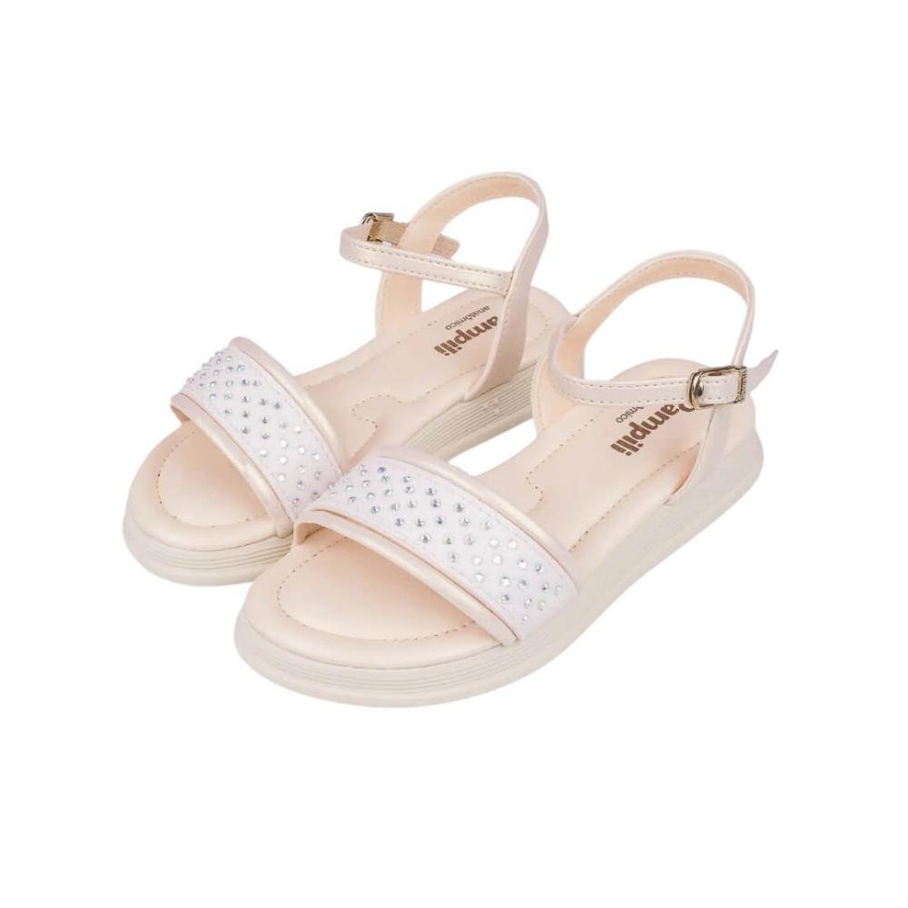 Sandália Infantil Menina Pampili 702.056.000 Sand Flower Brilho Nude Bege 2