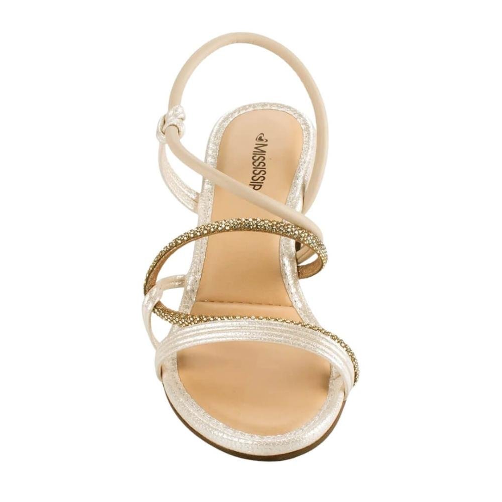 Sandália Feminina Mississipi Mc415  De Salto Bloco Bege Bege 5