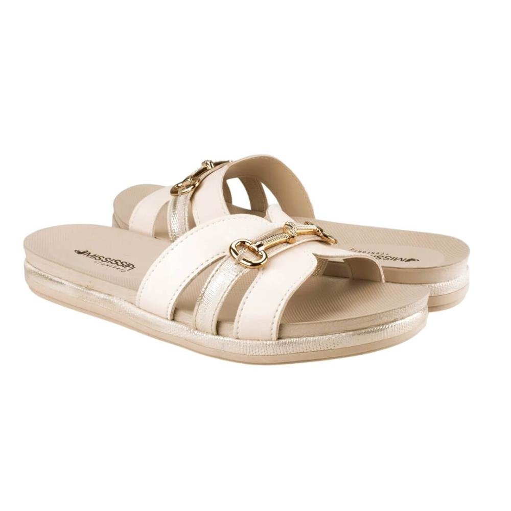 Sandália Feminina Tamanco Mississipi Mf451 Flatform Branco Branco 6