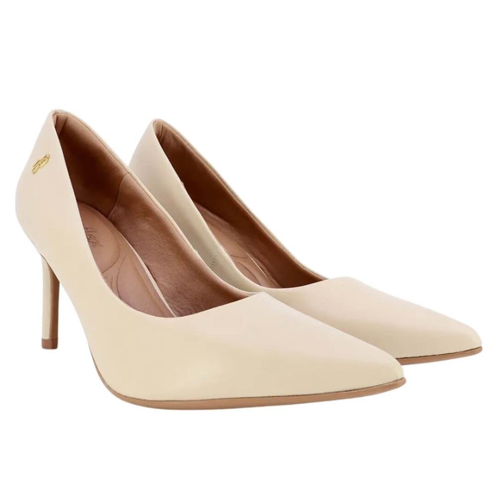Scarpin Feminino Usaflex Ah1901019002 Bico Fino Couro Bege Bege 2