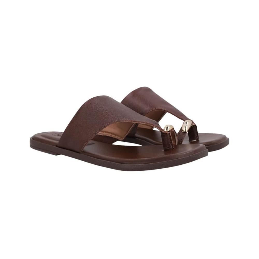 Chinelo Feminino Usaflex Ak31017007 Calce Fácil Anat. Couro Marrom 2