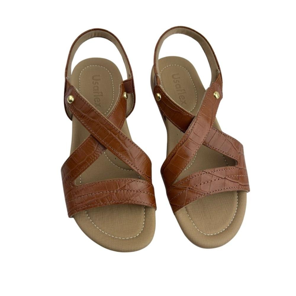 Sandália Feminina Usaflex plataforma Camel 2