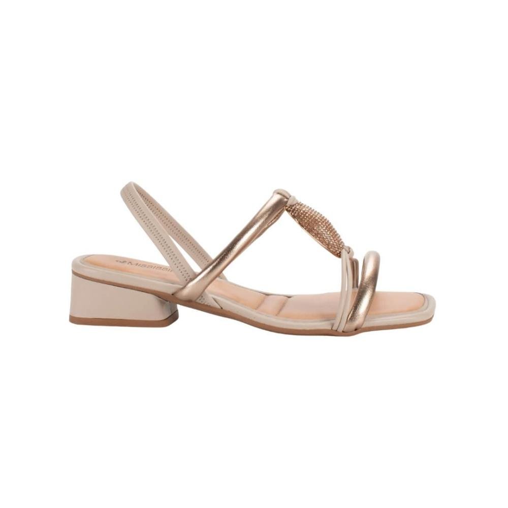 Sandália Feminina Mississipi Mf252 De Salto Baixo Bege