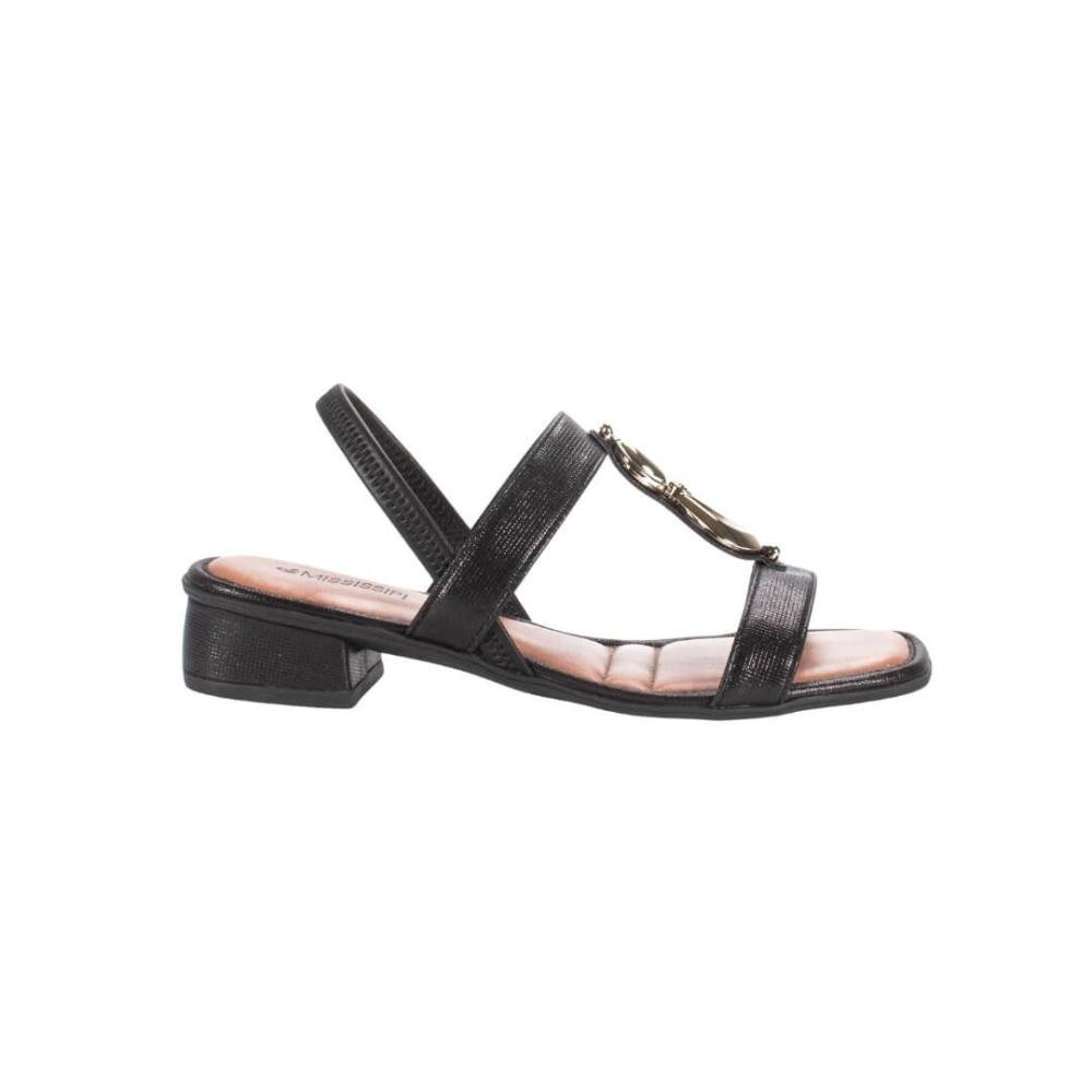 Sandália Feminina Mississipi Mf893 Salto Bloco Preta