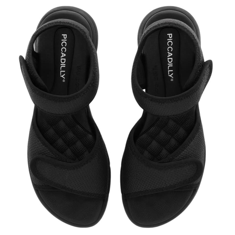 Sandália Feminina Piccadilly 571003-54 Papete Esporão Anabela Médio Preto 3