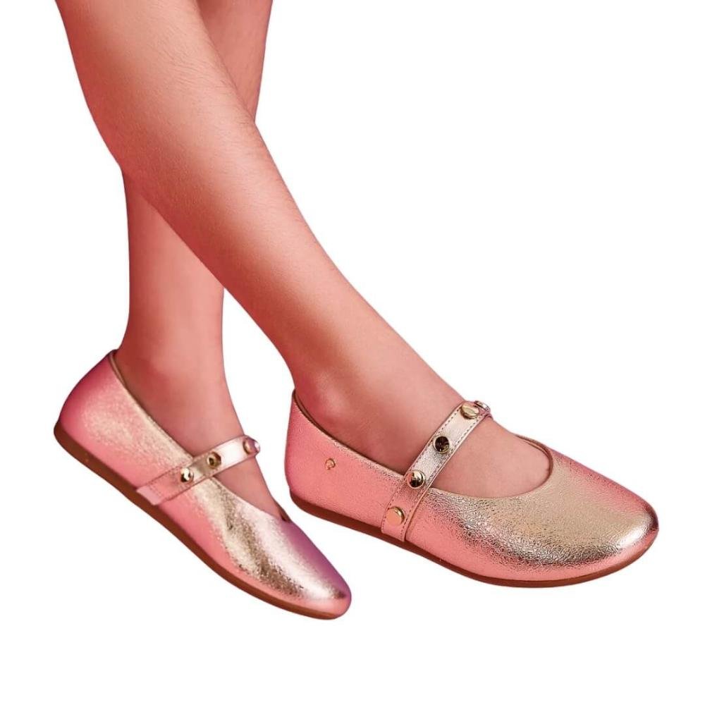 Sapatilha Infantil Menina Pampili 758.010.000 Vanilla Texturizada Dourado 4