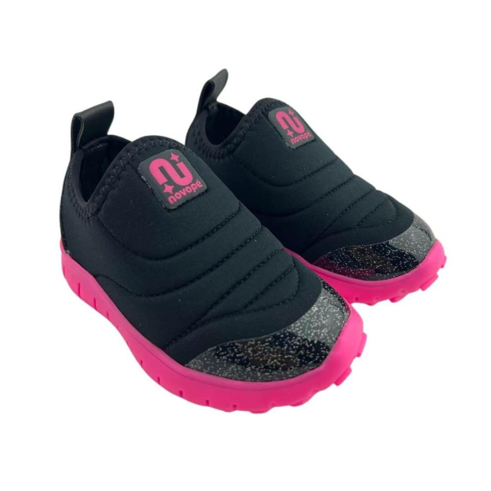 Tênis Infantil Unissex Novopé 10001283_3 Textil  Preto/Rosa 2