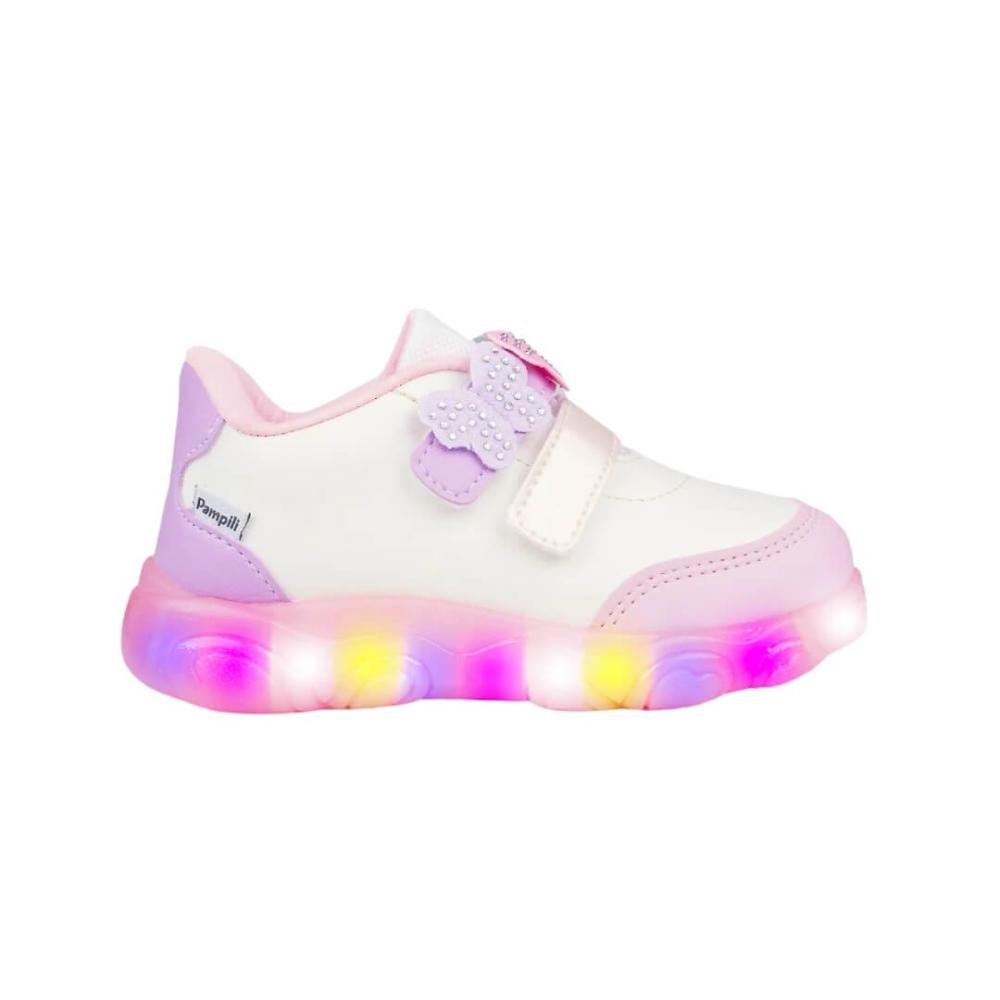 Tênis Infantil Menina Pampili 682.081.000 Liz Luz Borboletas Color