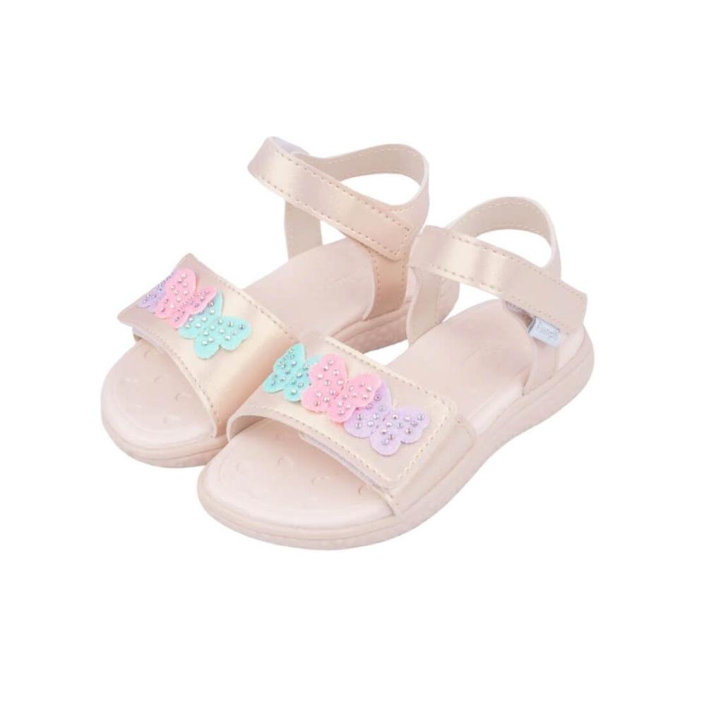 Sandália Infantil Menina Pampili 763.008.000 Bia Borboletas Nude Bege 2