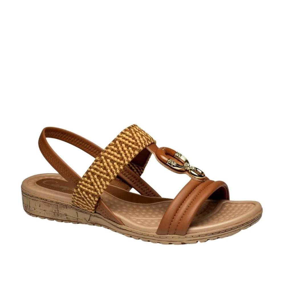 Sandália Feminina Campesi Ce163  Anabela Camel 2