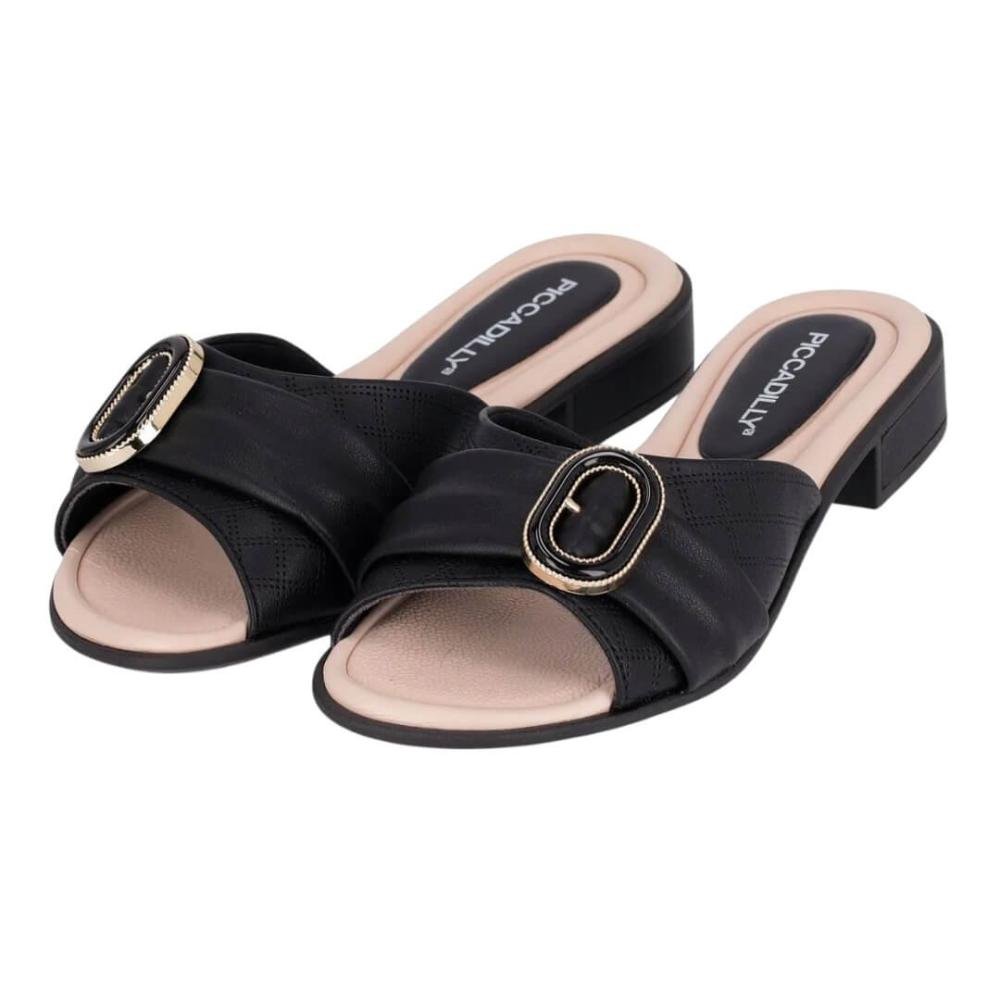 Tamanco Feminino Piccadilly 590070-6 Taila Salto Baixo Preto 4