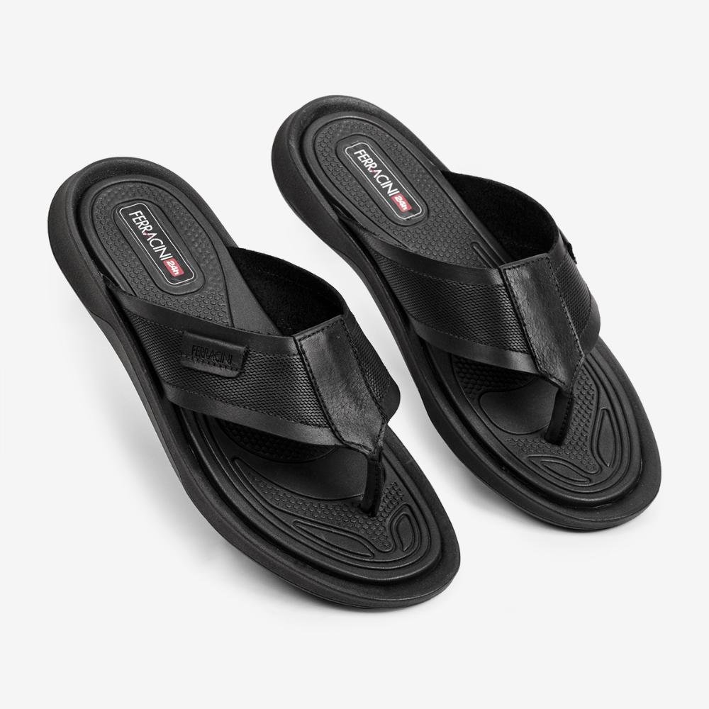Sandália Ferracini Masculina de Couro Preta Dakar 1590A Preto 2