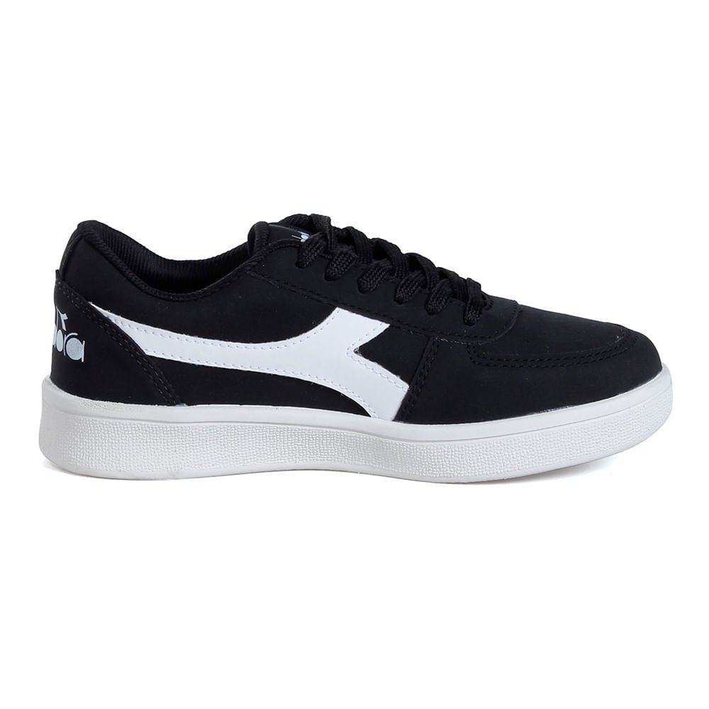 Tênis Casual Infantil Diadora Playmaker Jr Preto e Branco