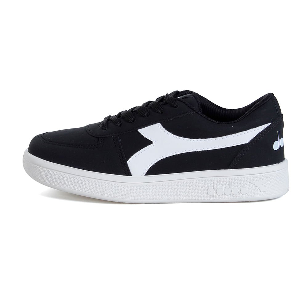 Tênis Casual Infantil Diadora Playmaker Jr Preto e Branco Preto 2
