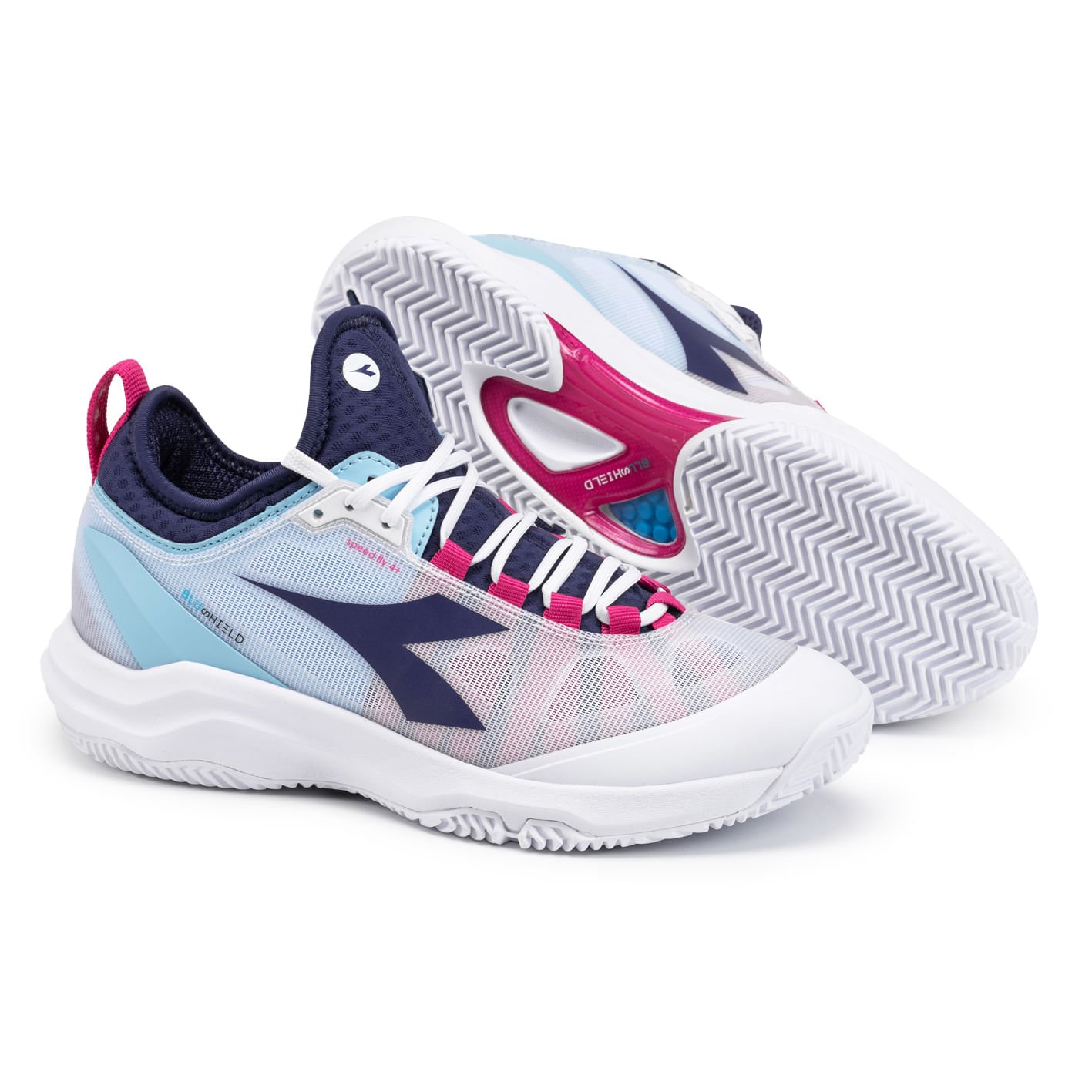 Tênis Diadora Speed Blushield Fly 4+ Clay Branco e Azul Feminino Branco 3
