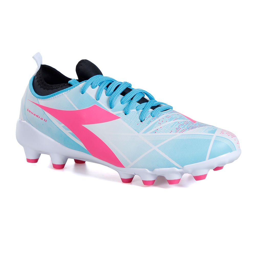 Chuteira Diadora Squadra II X Infantil Campo Branco Branco/Azul 4