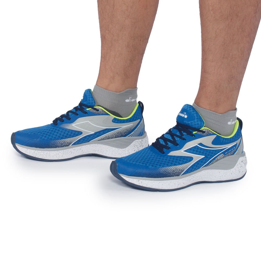 Tênis Esportivo Diadora Giove Azul e Amarelo Masculino Azul 6