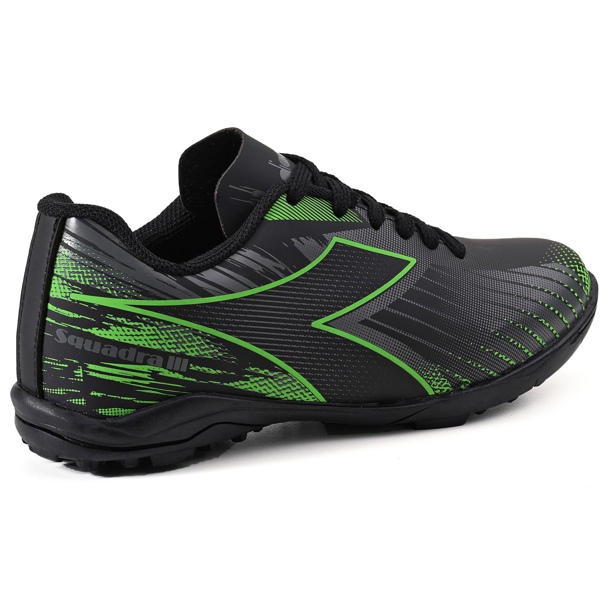 Chuteira Diadora Unissex Squadra III Infantil Society Preto Cinza/Verde 2