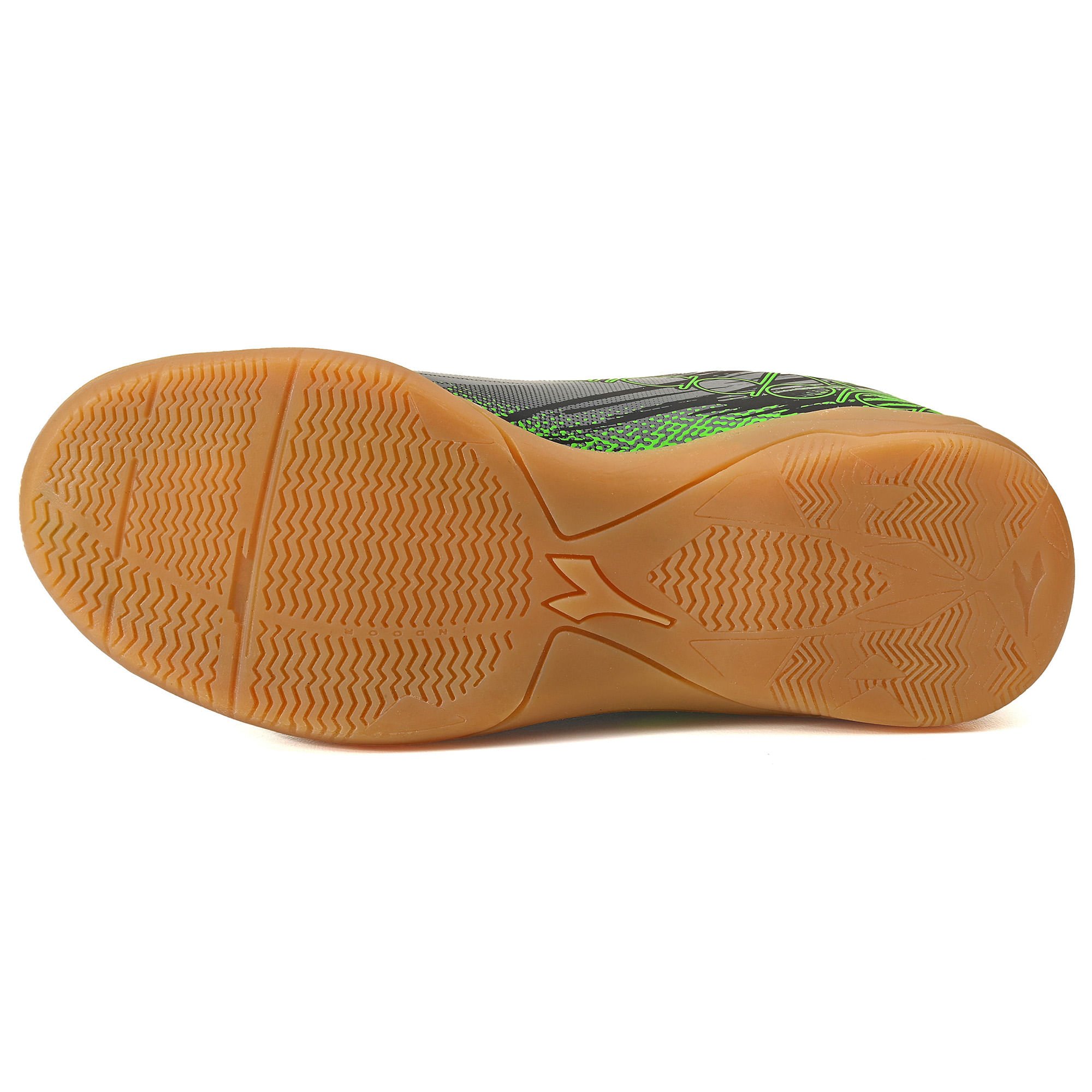 Chuteira Diadora Unissex Squadra III Infantil Futsal Preto Cinza/Verde 3