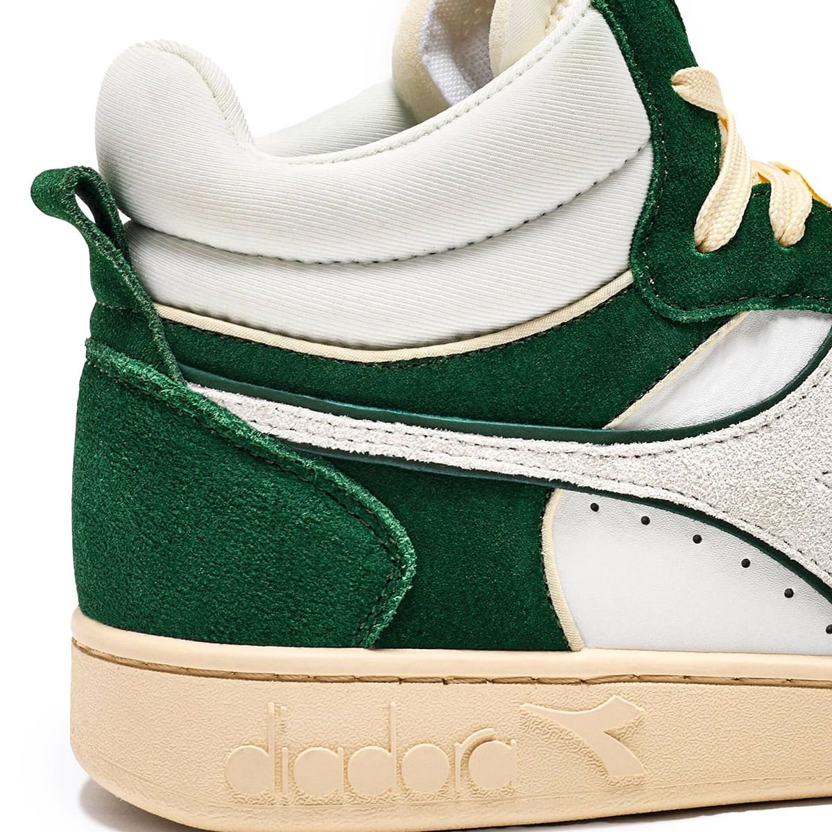 Tênis Casual Diadora Magic Basket Demi Cut Suede Leather Verde Unissex Branco/Verde 2
