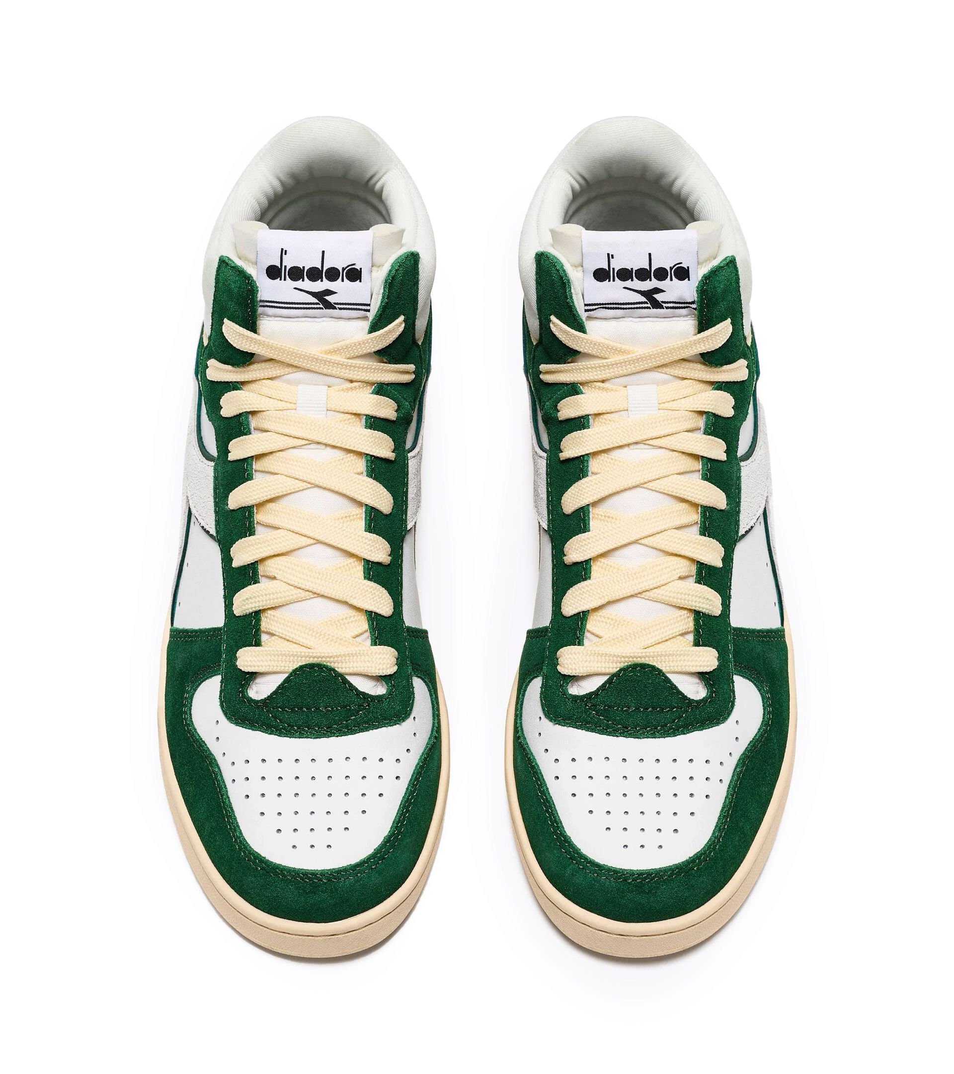 Tênis Casual Diadora Magic Basket Demi Cut Suede Leather Verde Unissex Branco/Verde 4