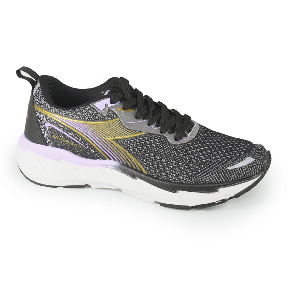 Tênis Esportivo Unissex Diadora Spartacus II Preto e Lilás Preto 2