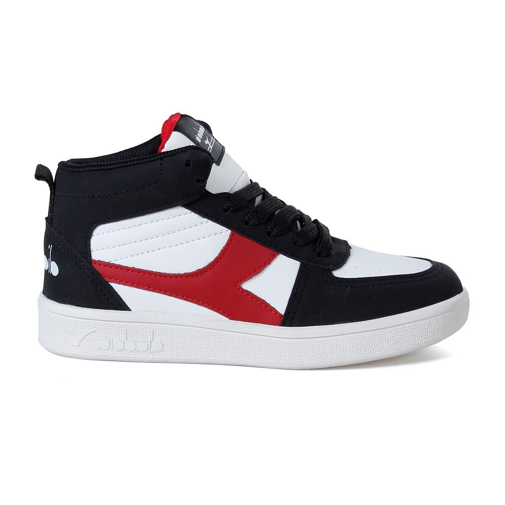 Tênis Lifestyle Diadora Hi-playmaker Jr Branco e Preto Infantil