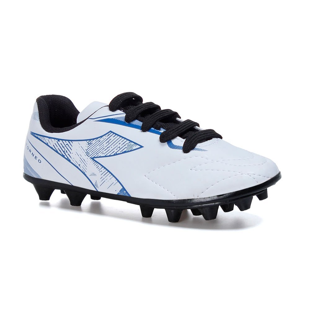 Chuteira Infantil Diadora Torneo Campo Branco e Azul Branco 4