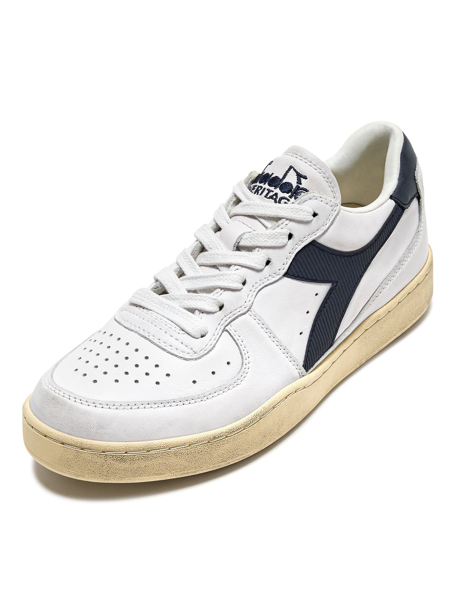 Tênis Casual Unissex Diadora MI Basket Low Used Branco Branco 2