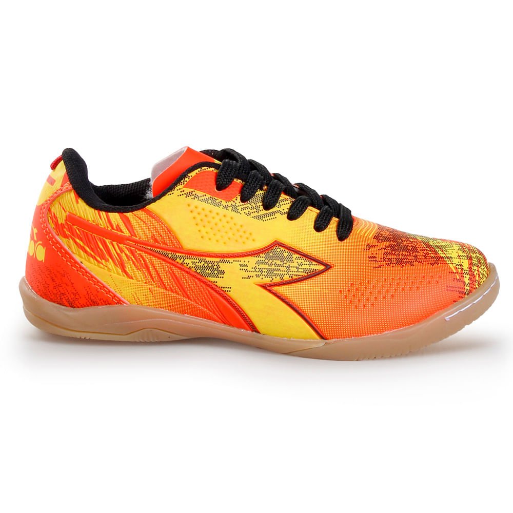 Chuteira Infantil Diadora Agilitá Futsal Laranja e Amarelo