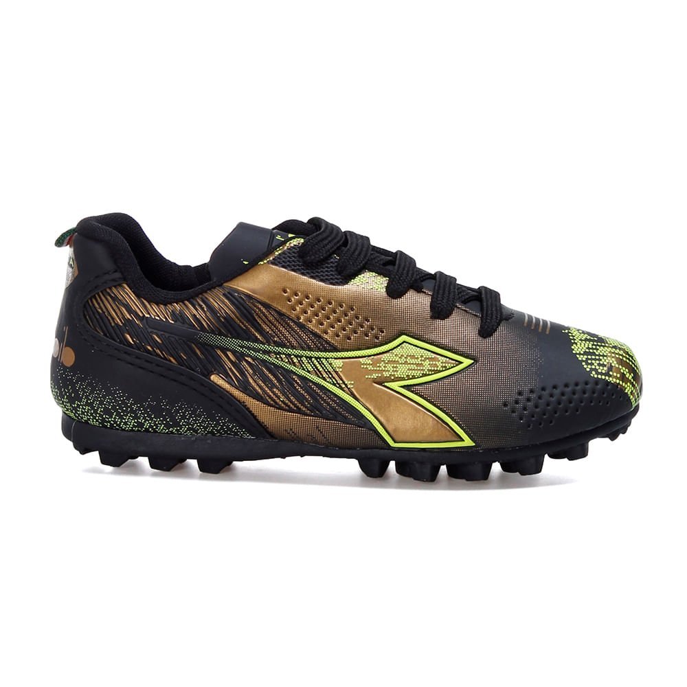Chuteira Infantil Diadora Agilitá Society Preto e Dourado