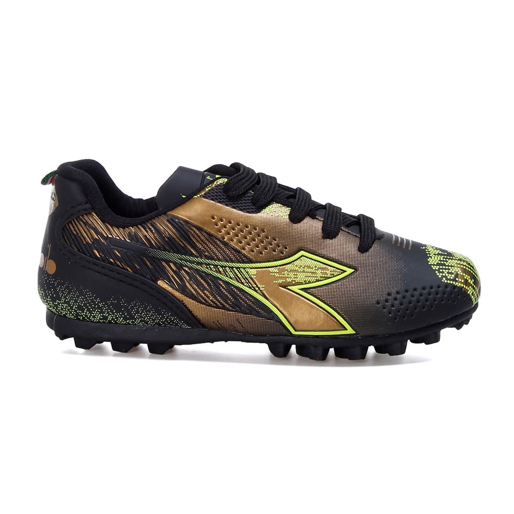 Chuteira Infantil Diadora Agilitá Society Preto e Dourado