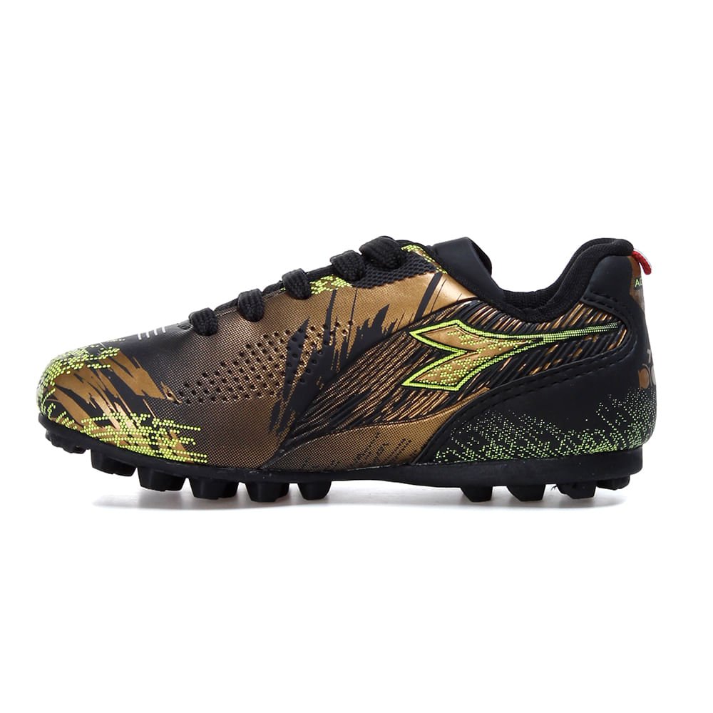 Chuteira Infantil Diadora Agilitá Society Preto e Dourado Preto 3