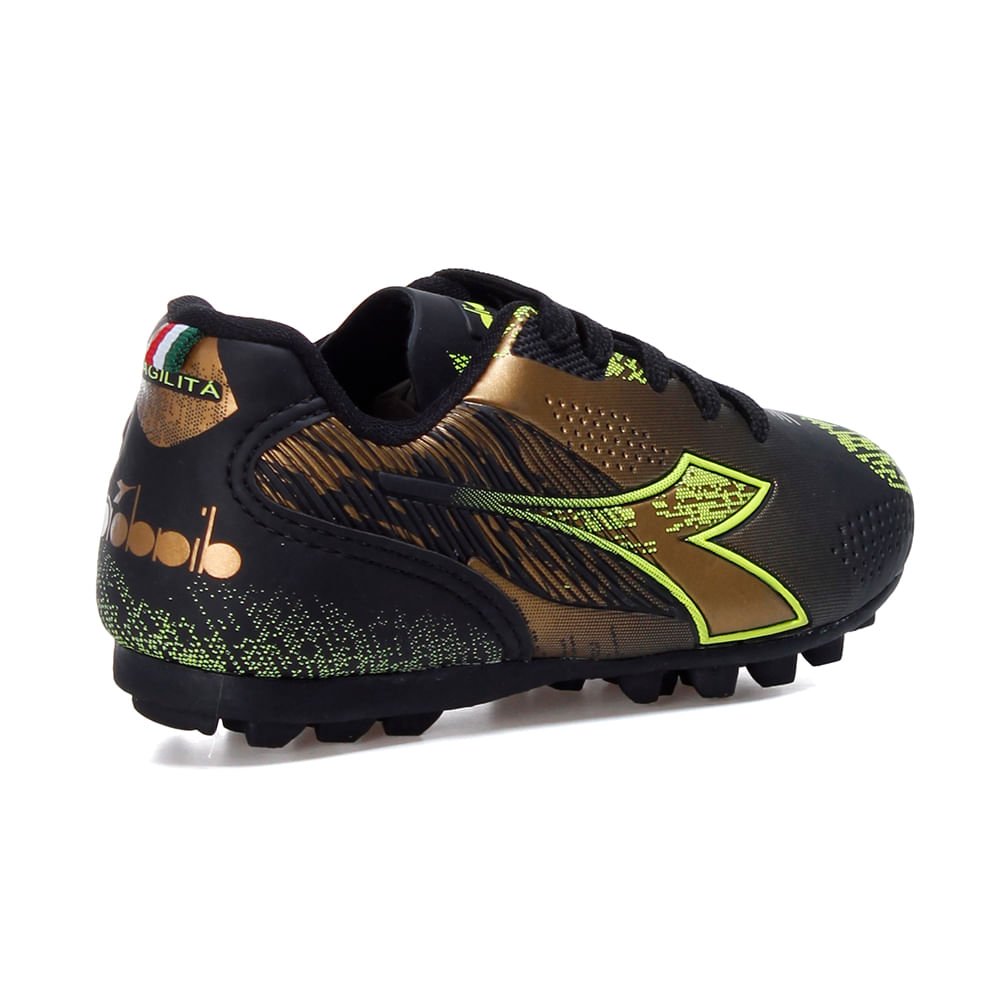 Chuteira Infantil Diadora Agilitá Society Preto e Dourado Preto 4