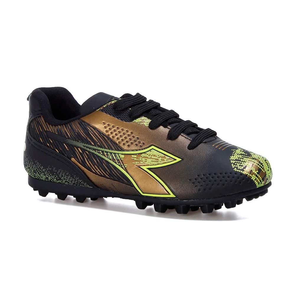 Chuteira Infantil Diadora Agilitá Society Preto e Dourado Preto 2