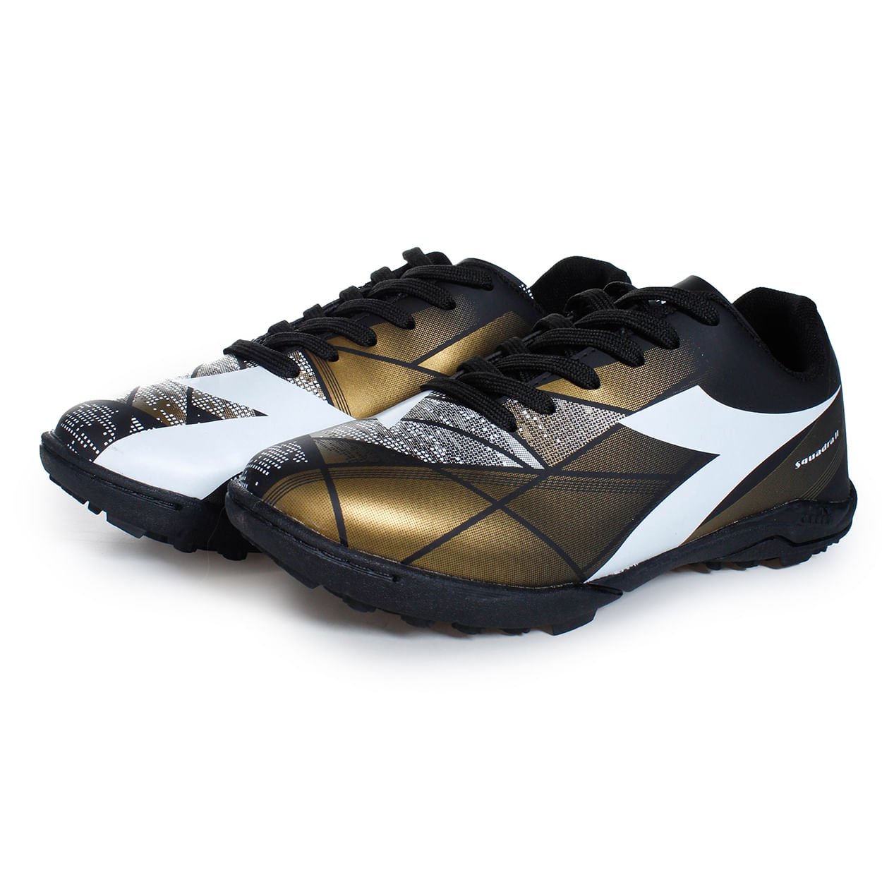 Chuteira Unissex Diadora Squadra II Society Preto e Dourado Preto/Dourado 3