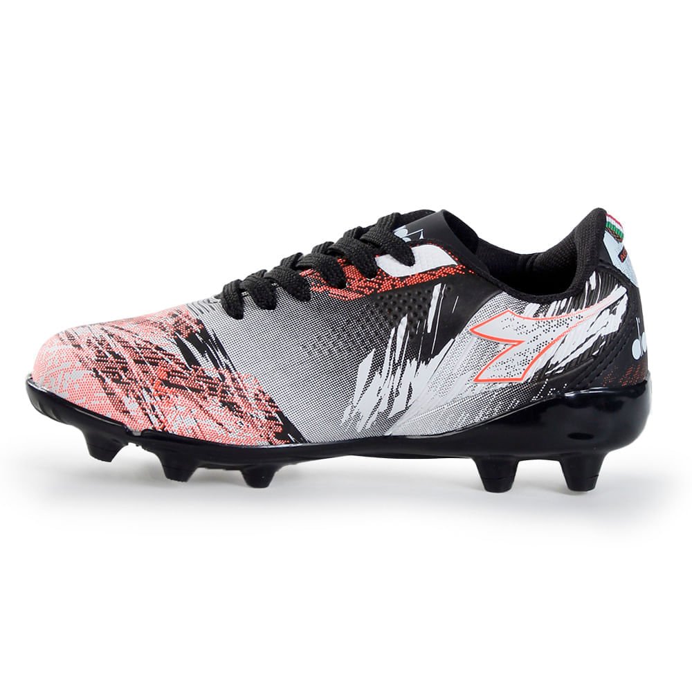 Chuteira Infantil Campo Diadora Agilitá Branco e Preto Branco 2