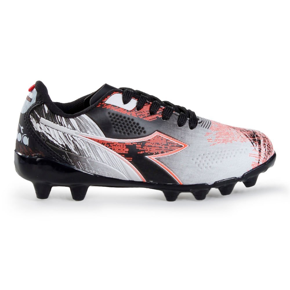 Chuteira Infantil Campo Diadora Agilitá Branco e Preto