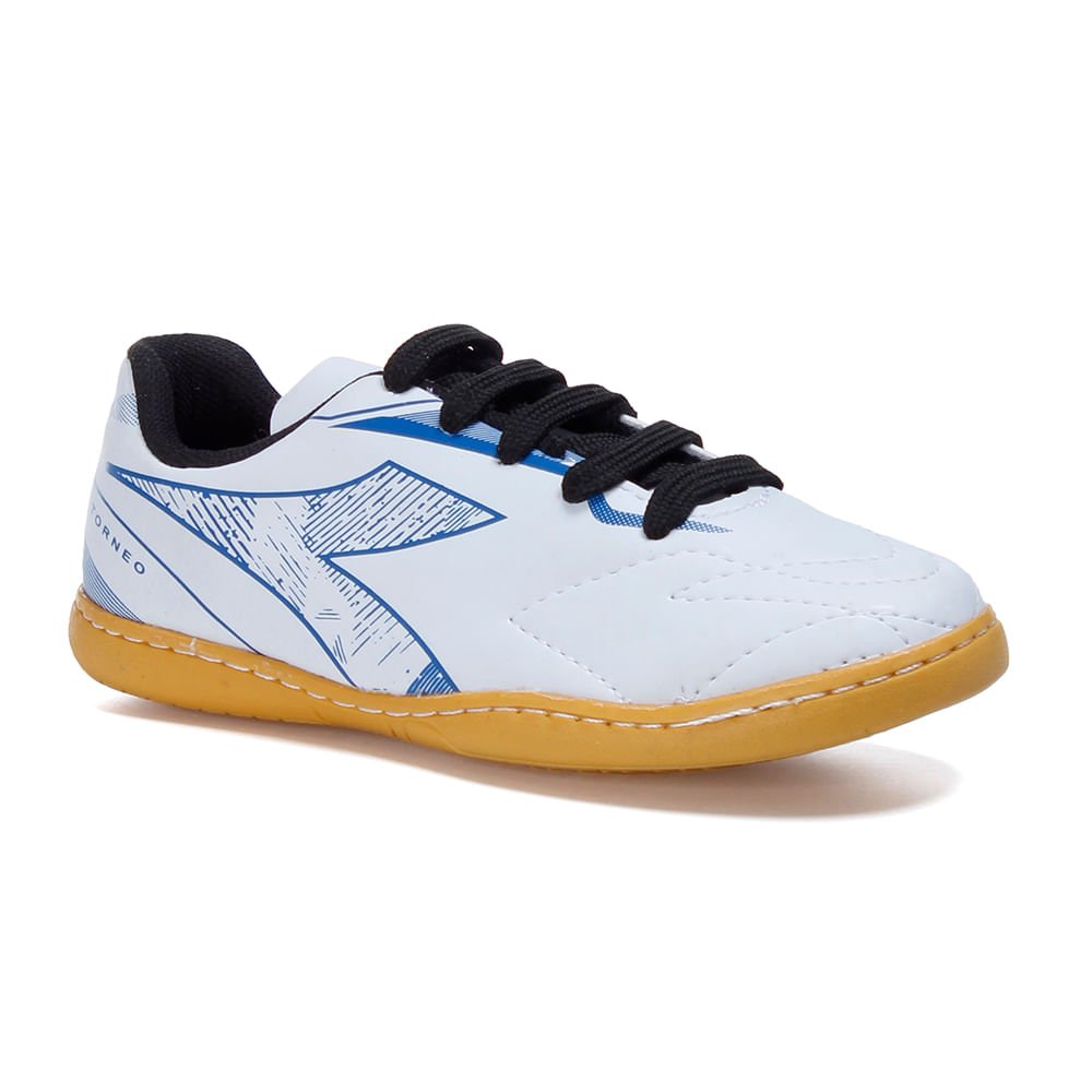 Chuteira Infantil Diadora Torneo Futsal Branco e Azul Branco 2