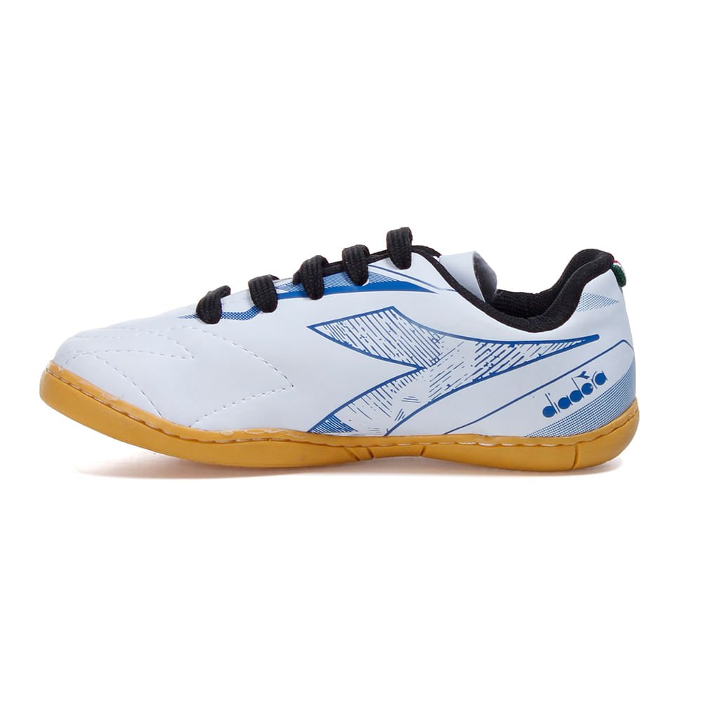 Chuteira Infantil Diadora Torneo Futsal Branco e Azul Branco 3