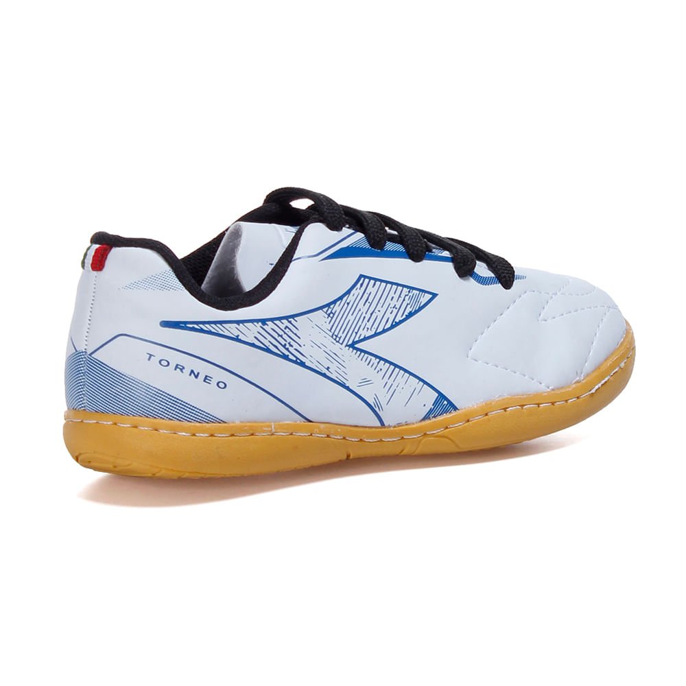 Chuteira Infantil Diadora Torneo Futsal Branco e Azul Branco 4