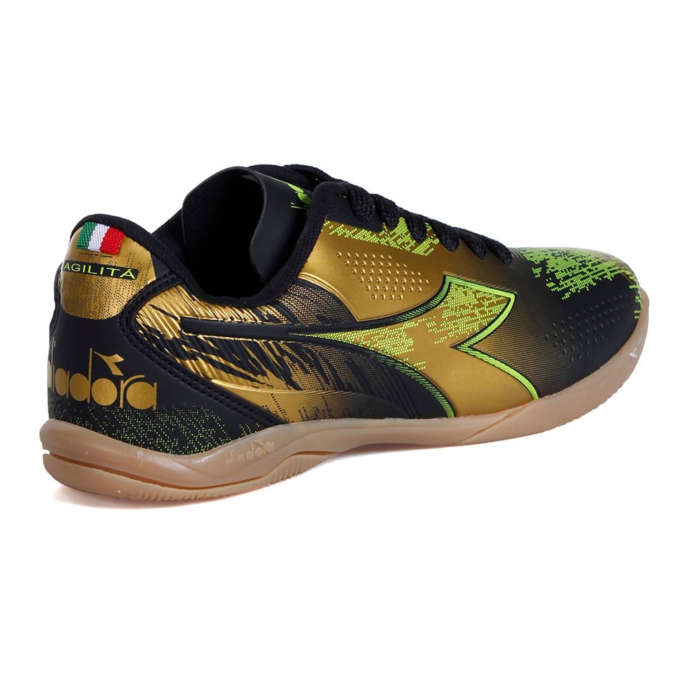 Chuteira Unissex Diadora Agilitá Futsal Preto e Dourado Preto 4
