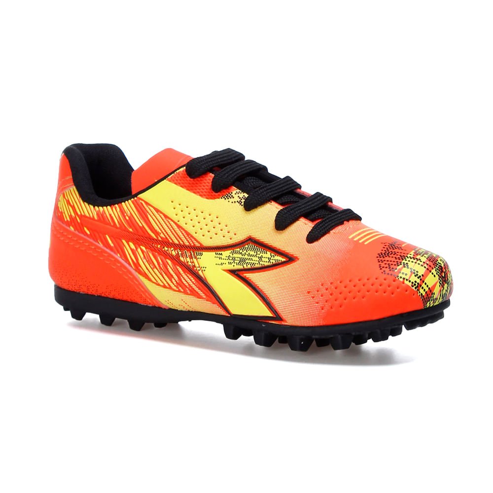 Chuteira Infantil Diadora Agilitá Society Laranja e Amarelo