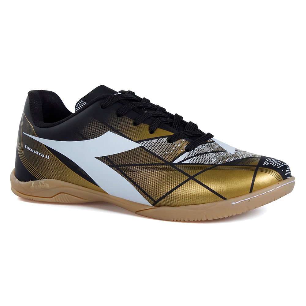 Chuteira Unissex Squadra II Futsal Preto e Dourado Dourado 2