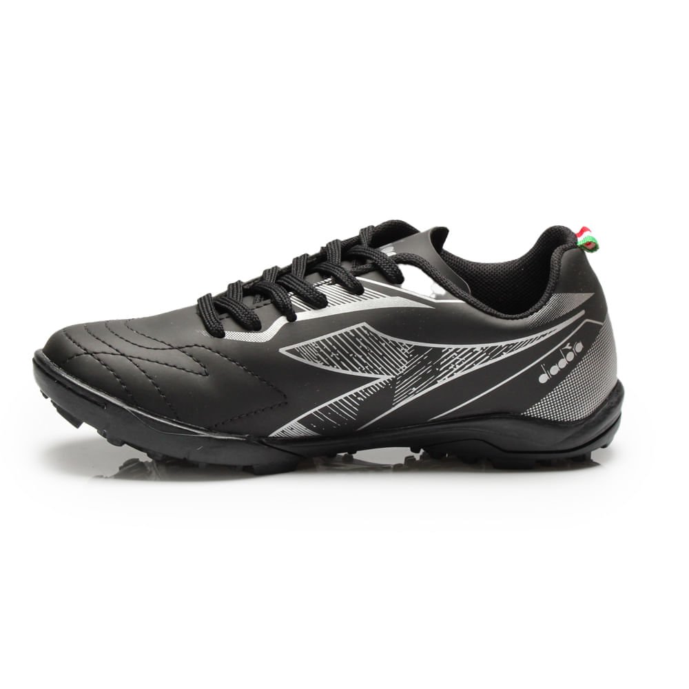 Chuteira Infantil Diadora Torneo Jr Society Preto e Prata Preto 3