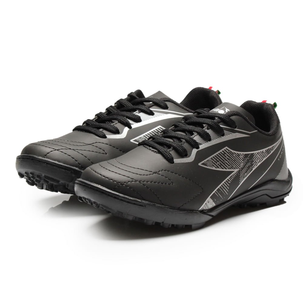 Chuteira Infantil Diadora Torneo Jr Society Preto e Prata Preto 4