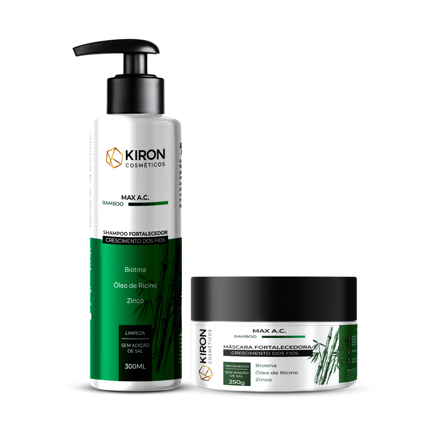 Kit Shampoo 300ml + Mascara Bamboo Max A.C. Kiron Cosmeticos 250g ÚNICO 1