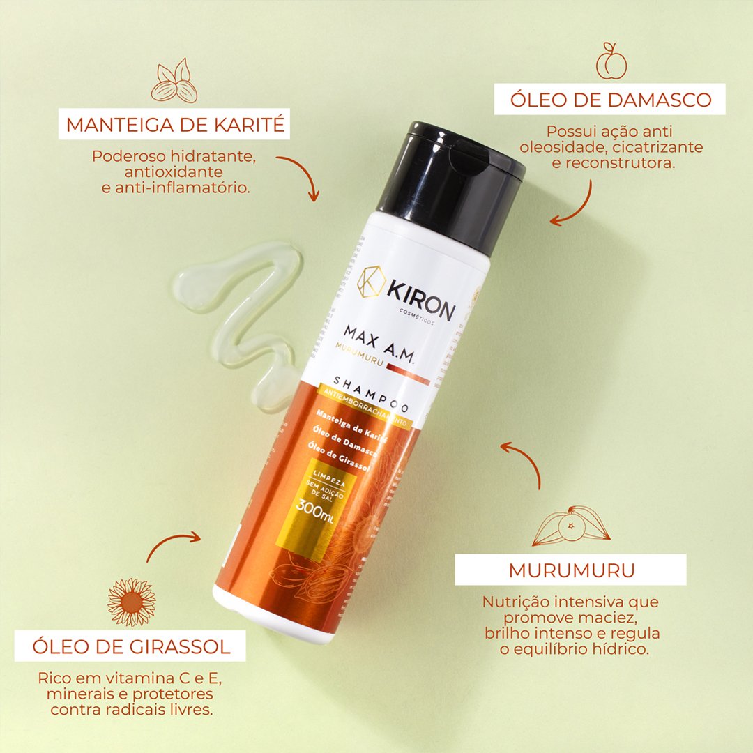 Shampoo Murumuru MAX A.M. Antiemborrachamento Kiron Cosmeticos 300ml 300ml 8